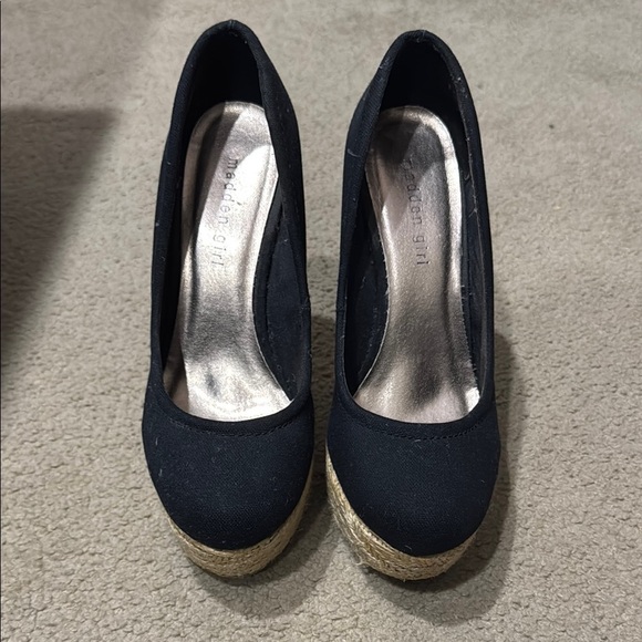 Madden Girl Black and Tan Wedge Pumps with High Heel - Picture 2 of 3